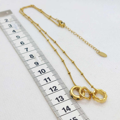 Three Ring Pendant with Zircon and a Stainless Steel Chain Necklace