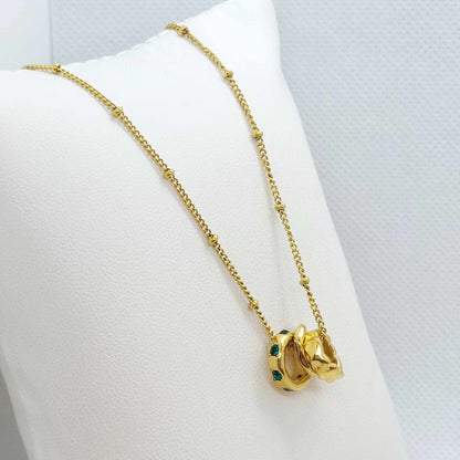 Three Ring Pendant with Zircon and a Stainless Steel Chain Necklace