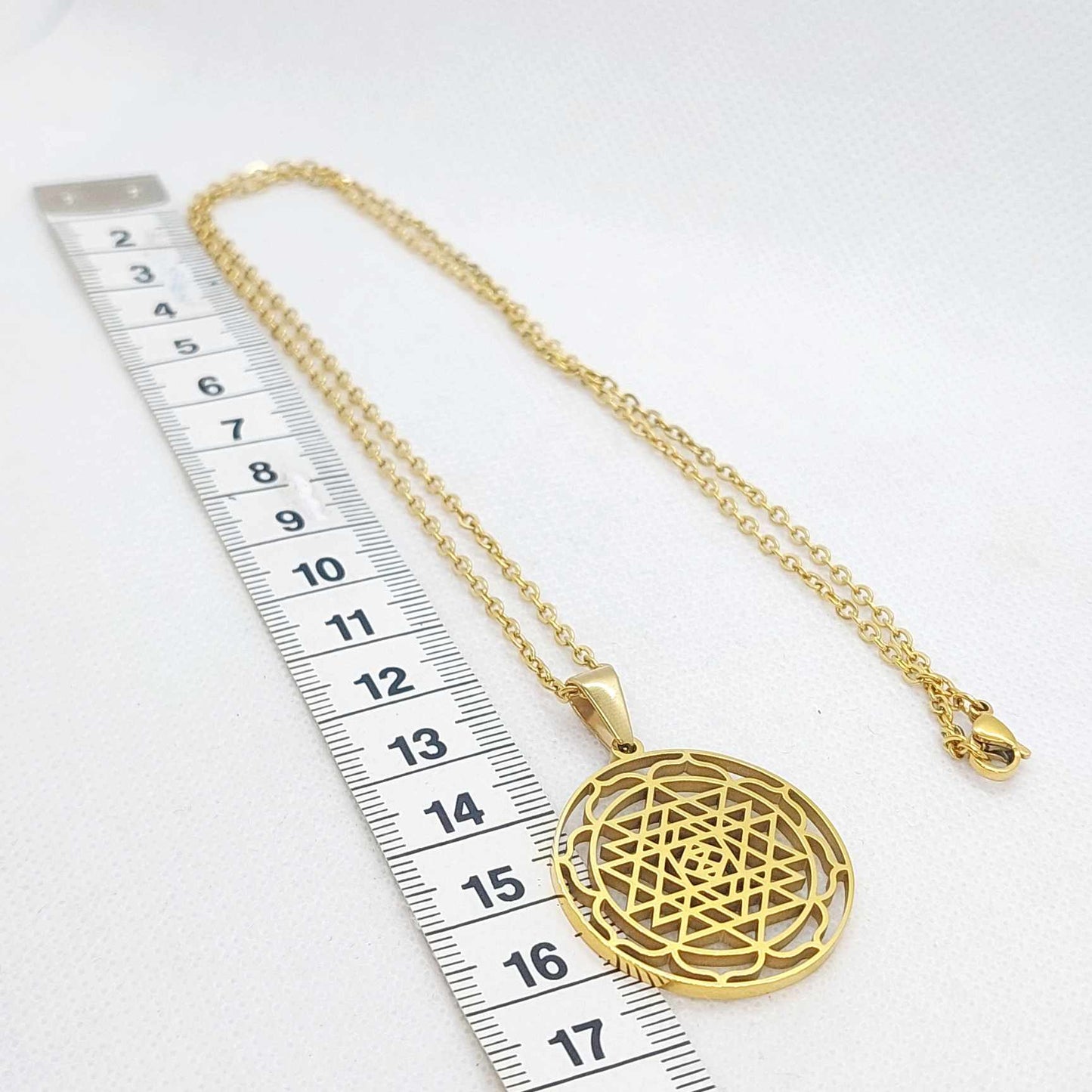 Shri Chakra Yantra Pendant with Stainless Steel Chain Necklace