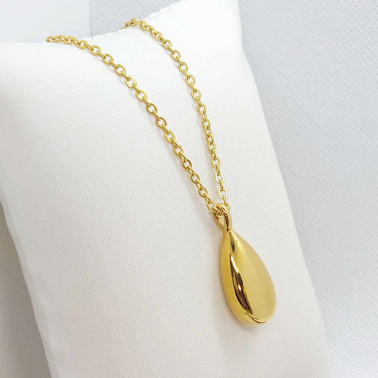 Teardrop Pendant with Stainless Steel Chain Necklace