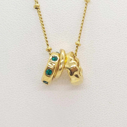 Three Ring Pendant with Zircon and a Stainless Steel Chain Necklace