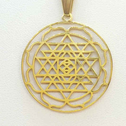 Shri Chakra Yantra Pendant with Stainless Steel Chain Necklace