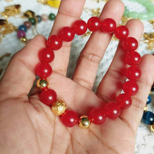Natural Blood Red Chalcedony Bracelet in 10mm Stones