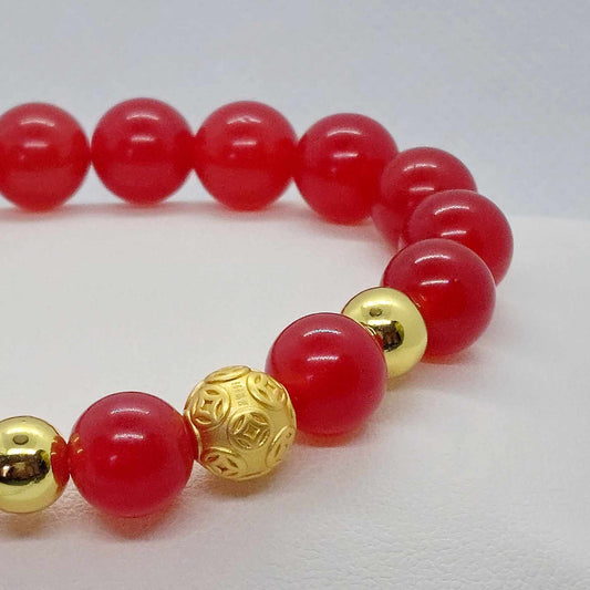 Natural Blood Red Chalcedony Bracelet in 10mm Stones