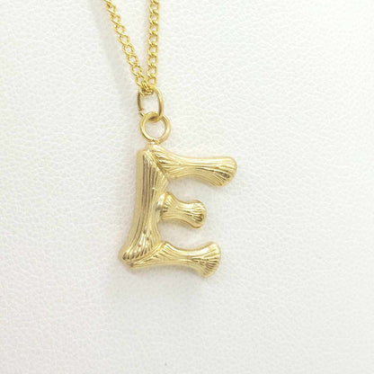 Initial K in Wood Design Pendant with Stainless Steel Chain Necklace