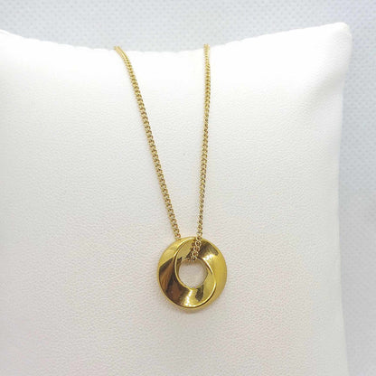 Twisted Circle Pendant with Stainless Steel Chain Necklace