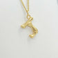 Initial F in Wood Design Pendant with Stainless Steel Chain Necklace
