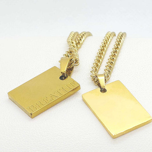 Quote Pendant with Stainless Steel Chain Necklace