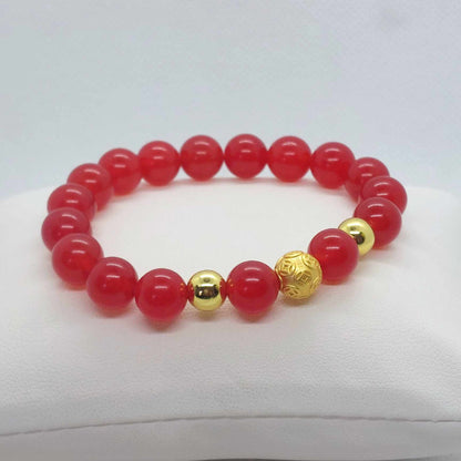 Natural Blood Red Chalcedony Bracelet in 10mm Stones