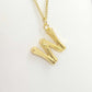 Initial F in Wood Design Pendant with Stainless Steel Chain Necklace