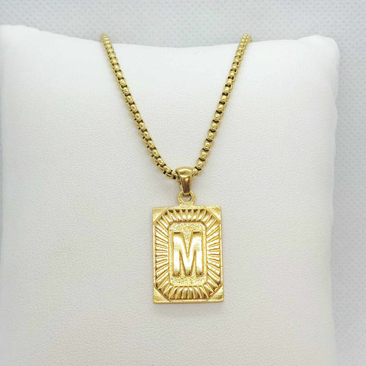 Initial M Pendant with Stainless Steel Chain Necklace