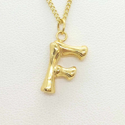 Initial K in Wood Design Pendant with Stainless Steel Chain Necklace