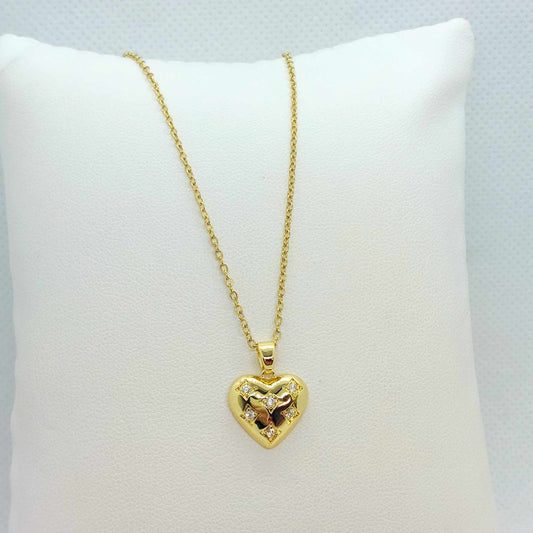 Heart with Zircon Pendant with Stainless Steel Chain Necklace