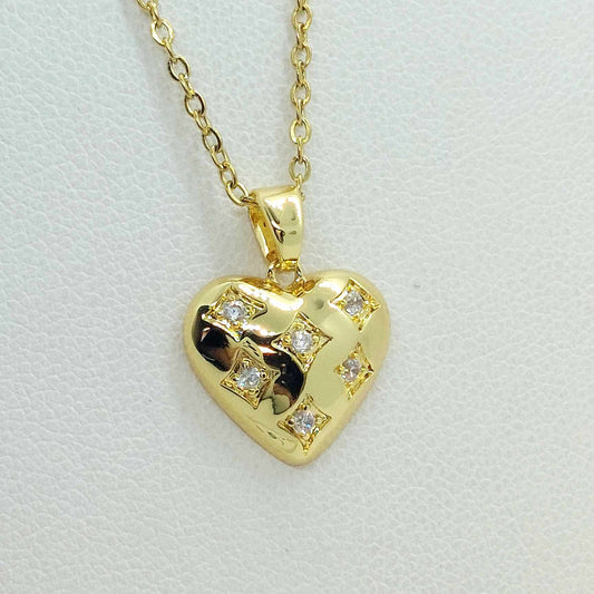 Heart with Zircon Pendant with Stainless Steel Chain Necklace
