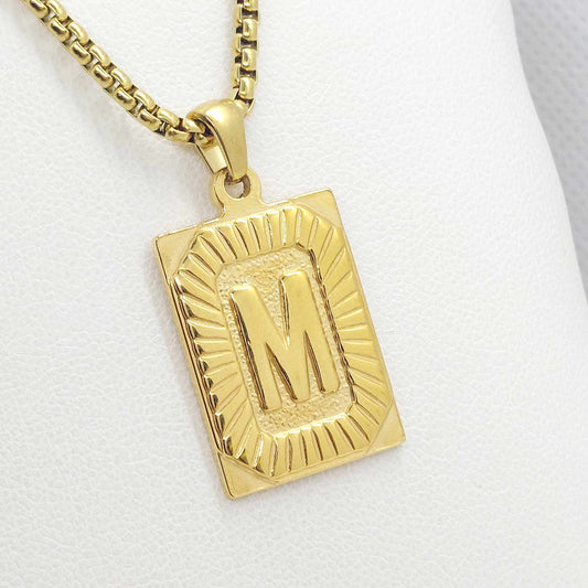 Initial M Pendant with Stainless Steel Chain Necklace