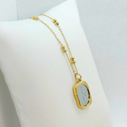Gladiolus the Flower of the Month August Pendant with Stainless Steel Chain Necklace