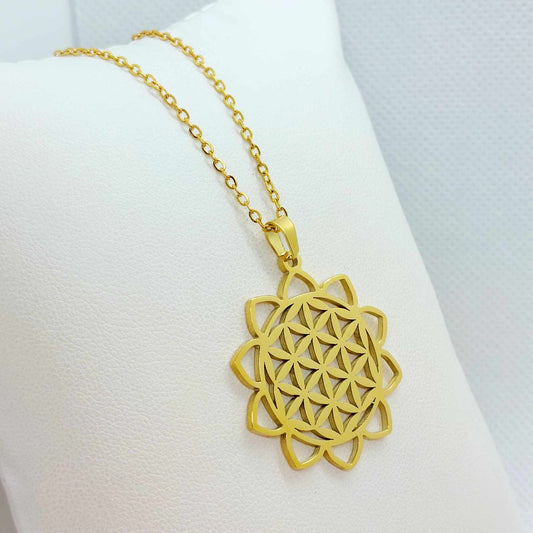 Flower of Life Pendant with Stainless Steel Chain Necklace