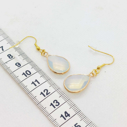 Natural Opal Dangle Earrings in Stainless Steel Gold Plated