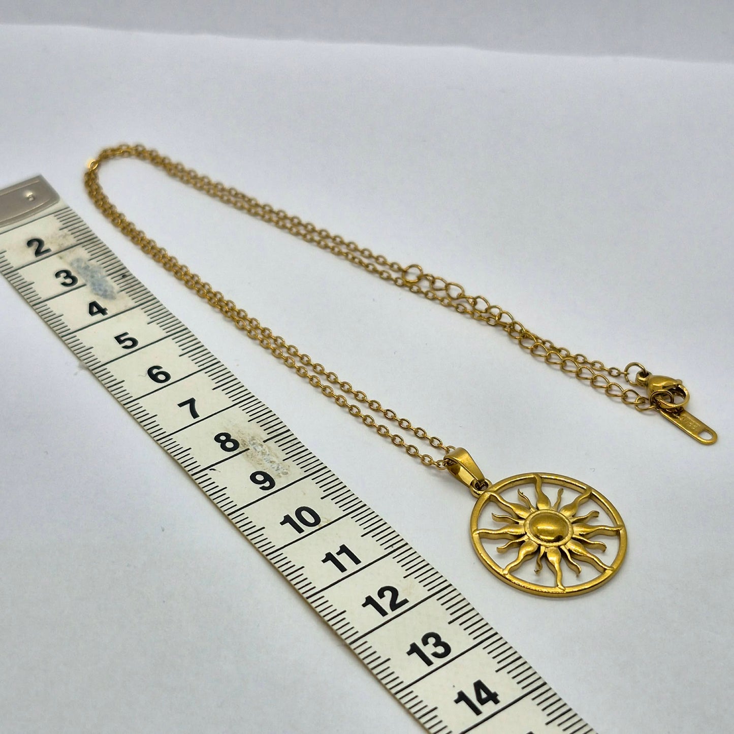 Sun Ray Pendant with Chain Necklace in Gold Platted Stainless Steel
