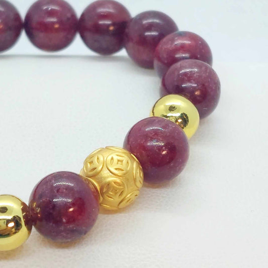 Natural AAA Ruby Stone Bracelet in 10mm Stones