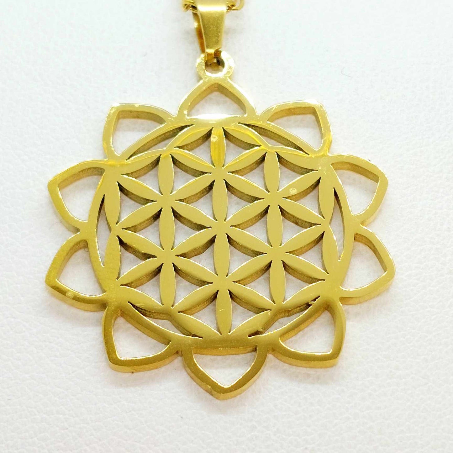 Flower of Life Pendant with Stainless Steel Chain Necklace