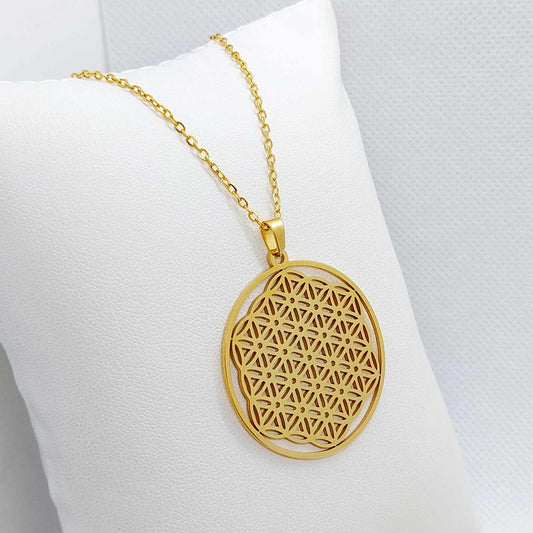 Flower of Life Pendant with Stainless Steel Chain Necklace