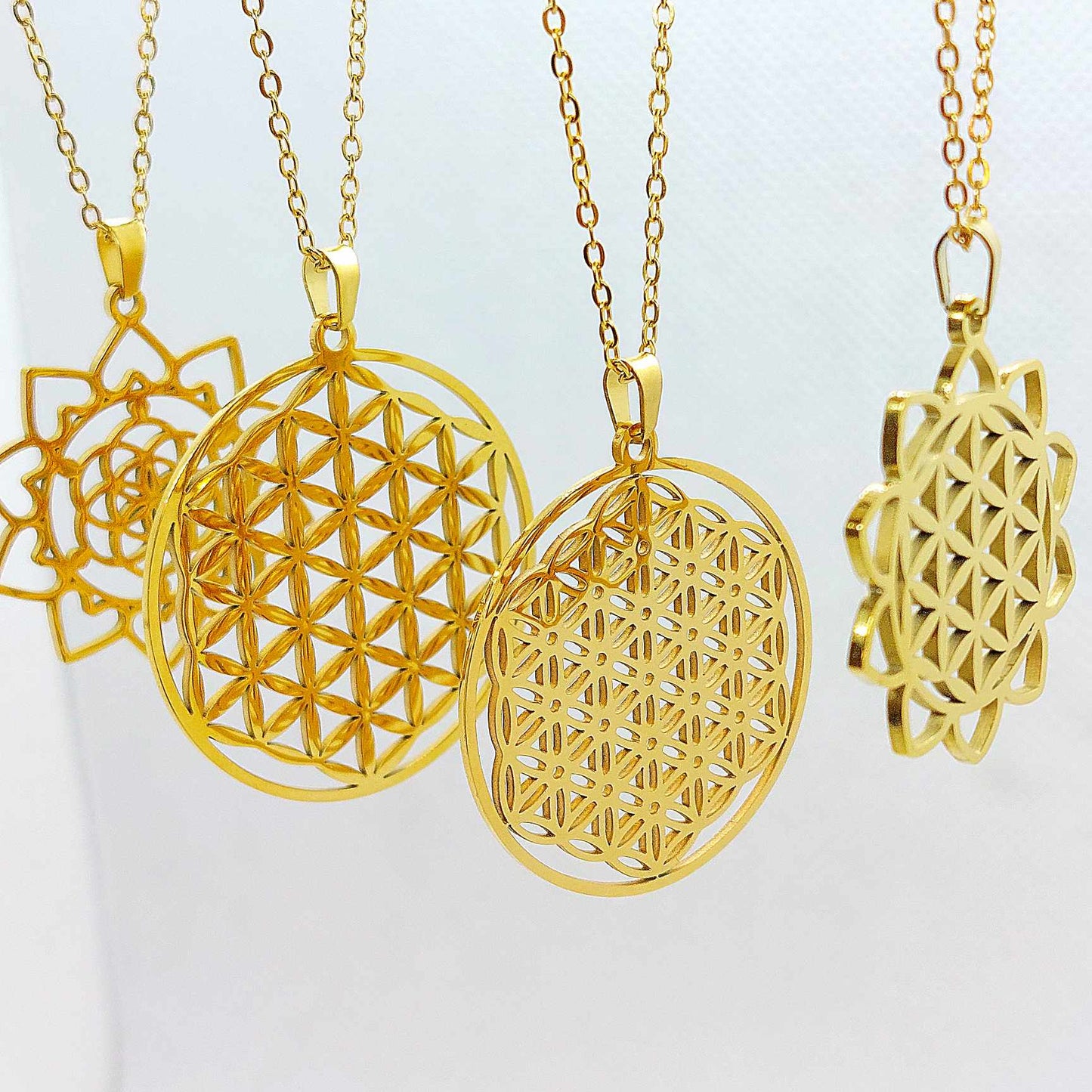 Flower of Life Pendant with Stainless Steel Chain Necklace