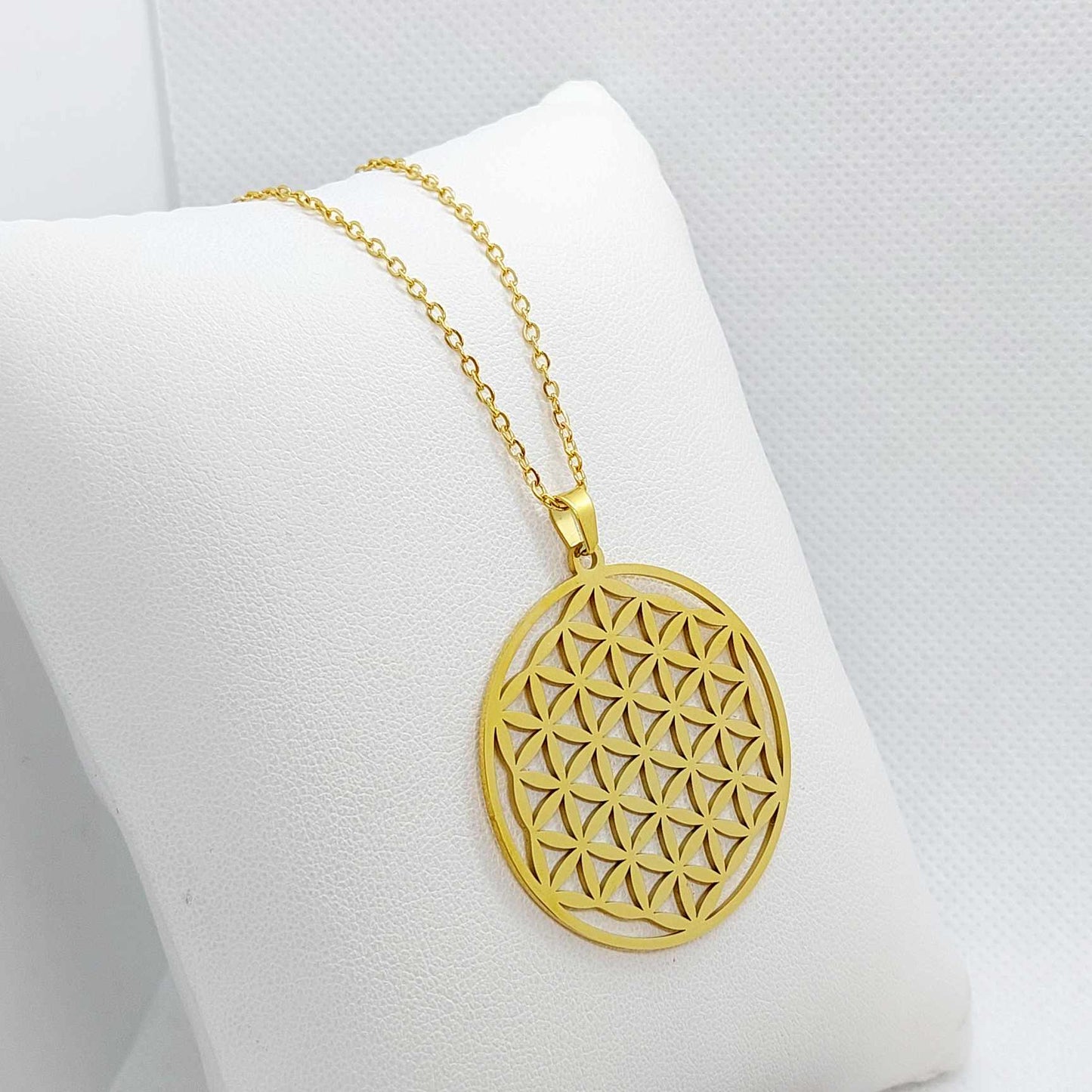 Flower of Life Pendant with Stainless Steel Chain Necklace