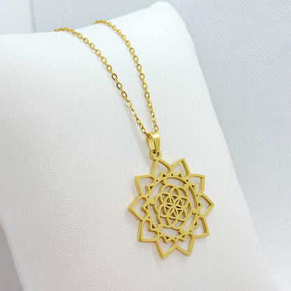Flower of Life Pendant with Stainless Steel Chain Necklace
