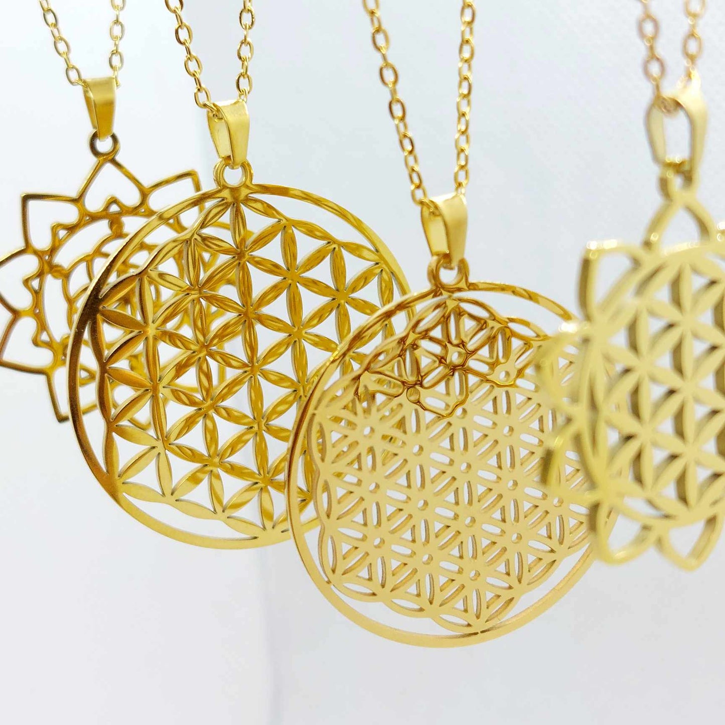 Flower of Life Pendant with Stainless Steel Chain Necklace