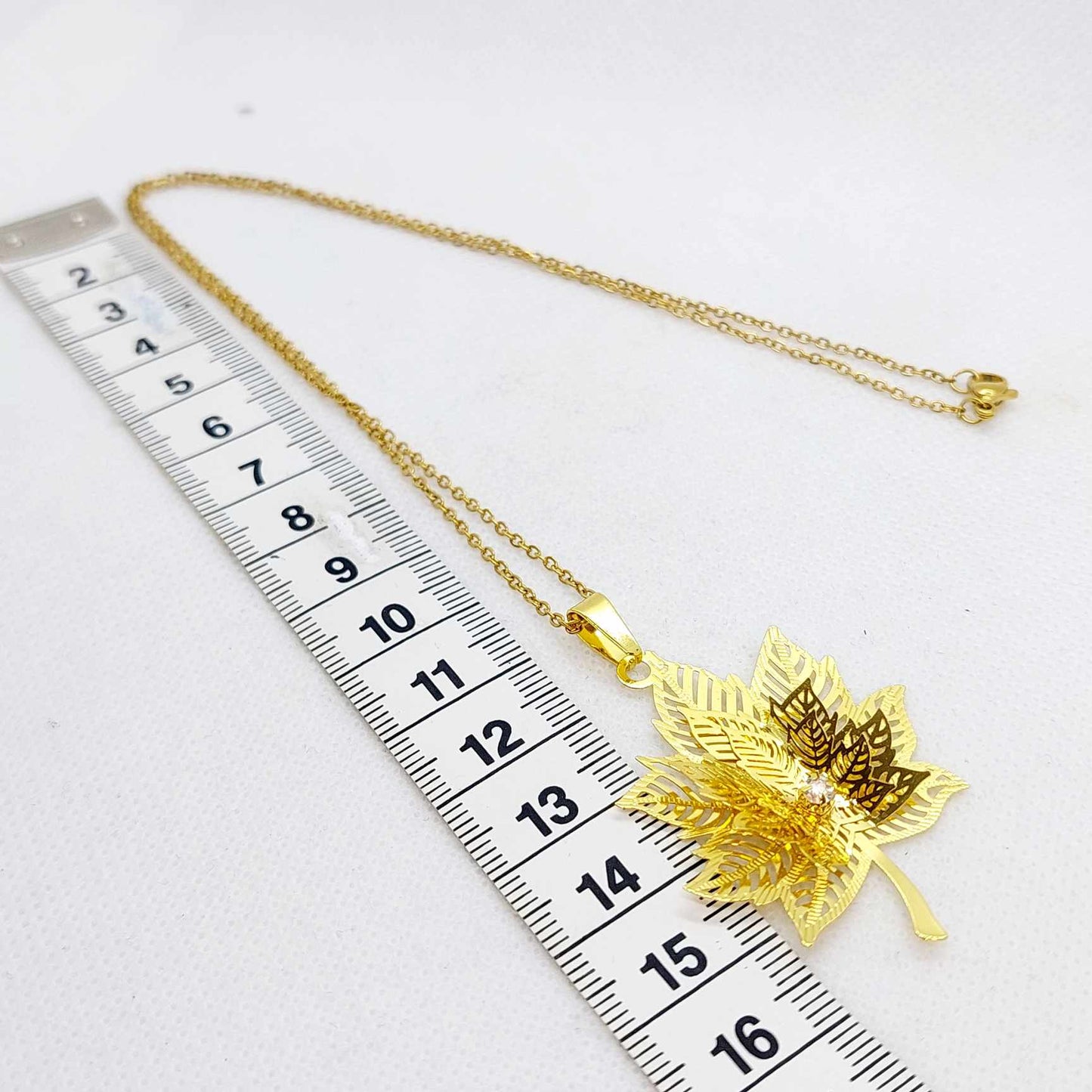 3D Maple Leaf Pendant with Stainless Steel Chain Necklace