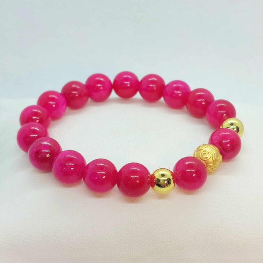 Natural Pink Chalcedony Bracelet in 10mm Stones