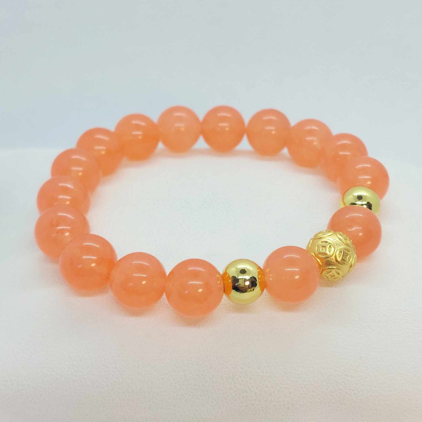 Natural Orange Chalcedony Bracelet in 10mm Stones