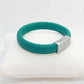 Obsidian with Green Chalcedony and Green Braided Leather Bracelet for Men