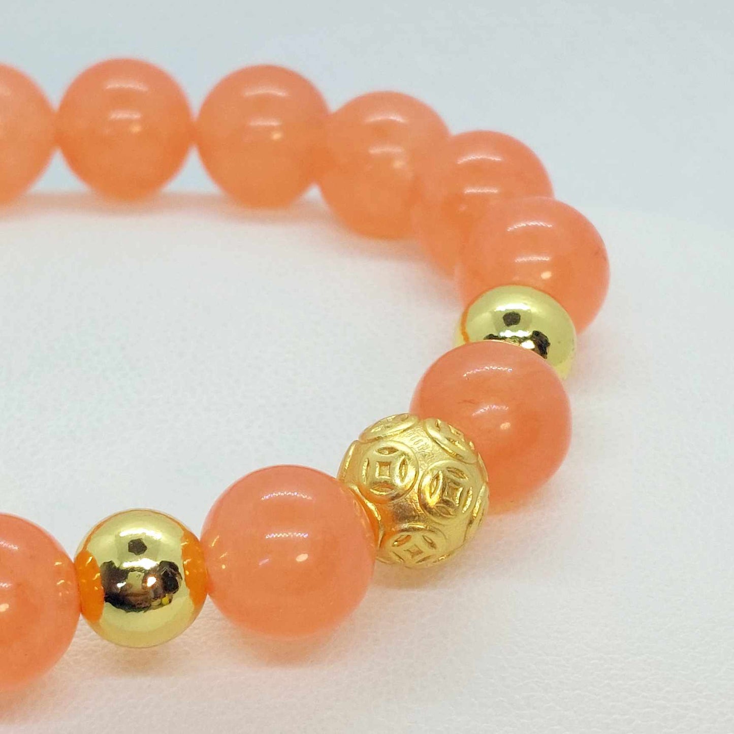 Natural Orange Chalcedony Bracelet in 10mm Stones