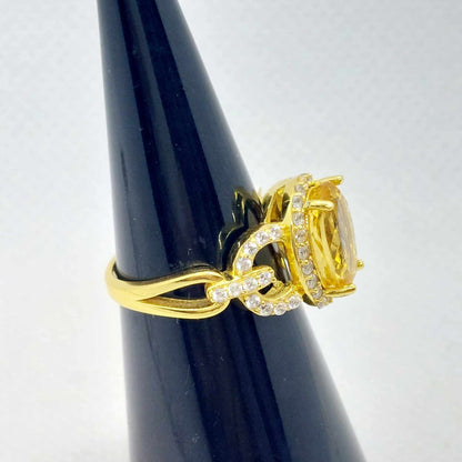 Natural 2,6ct Citrine Ring in Sterling Silver Gold Plated