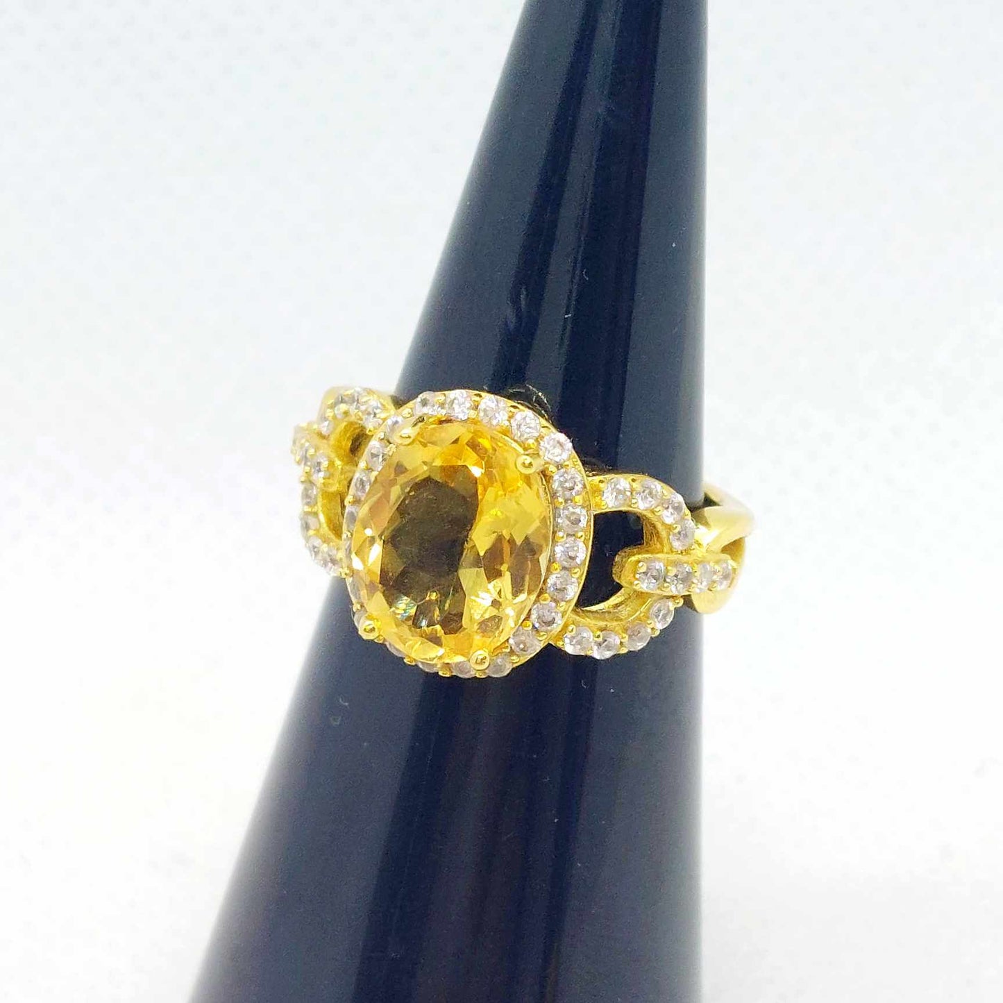 Natural 2,6ct Citrine Ring in Sterling Silver Gold Plated