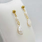 Natural Pearl Dangle Earrings in Gold Plated Stainless Steel