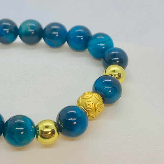 Turquoise Tiger Eye Bracelet with 10mm Stones