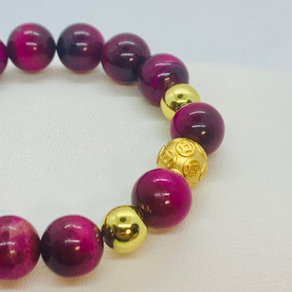Pink Tiger Eye Bracelet in 10mm Stones