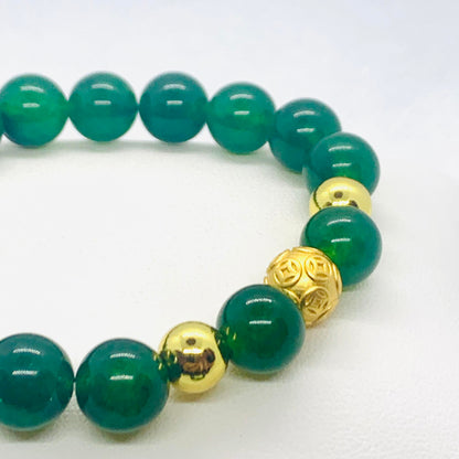 Natural Hetian Jade Bracelet in 10-12 mm Stones