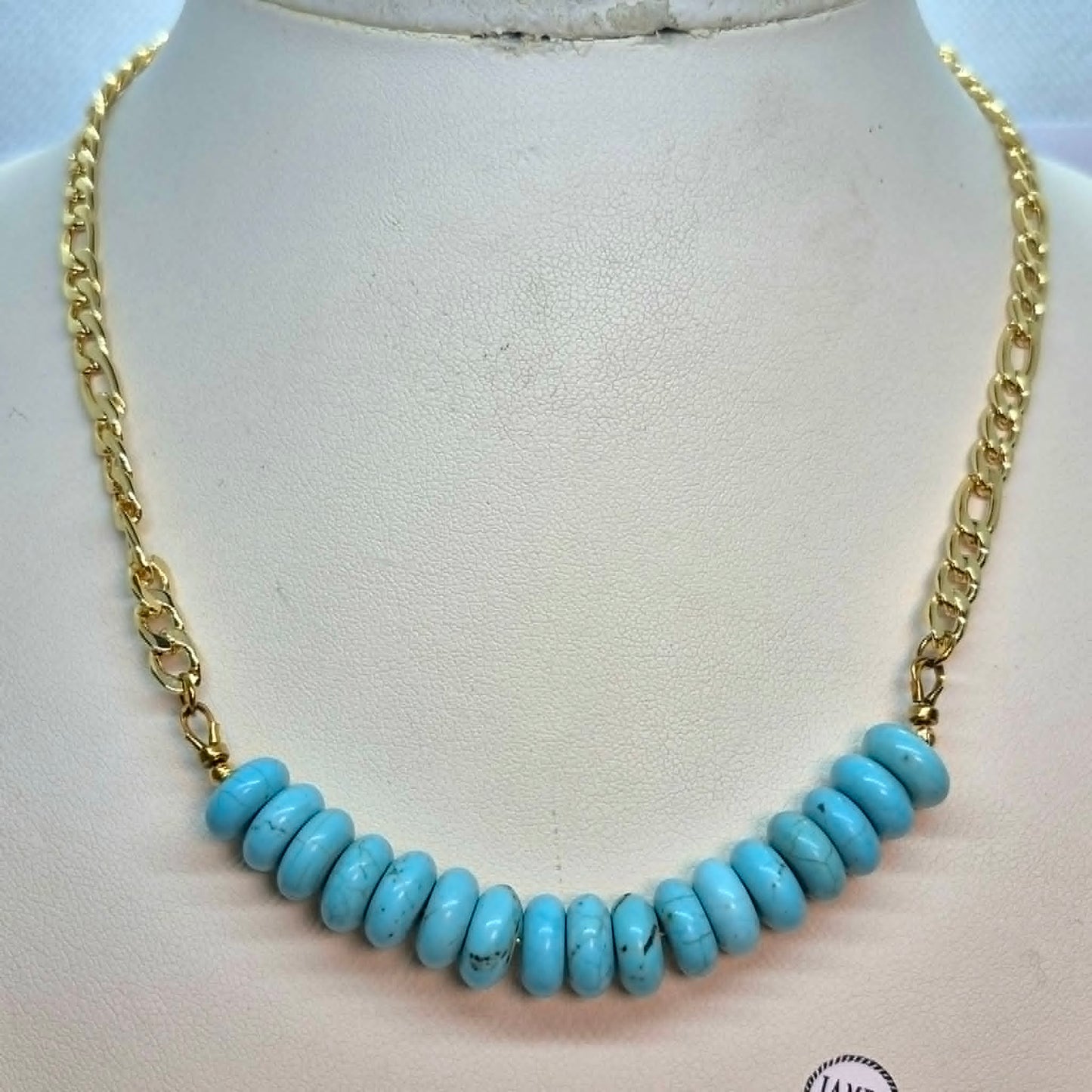 Natural Turquoise Necklace with Gold Plated Stainless Steel Chain