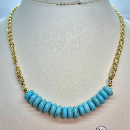 Natural Turquoise Necklace with Gold Plated Stainless Steel Chain