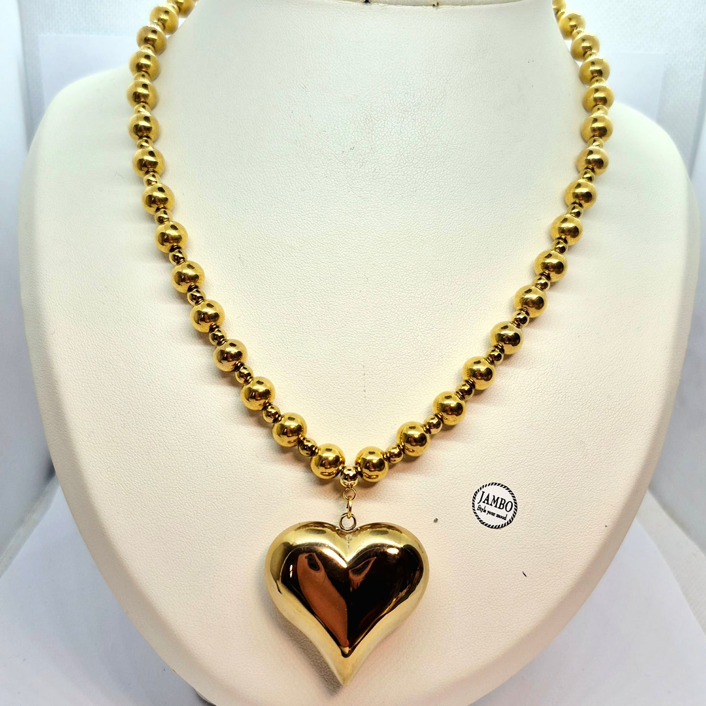 Heart Pendant Necklace in Gold Plated Stainless Steel