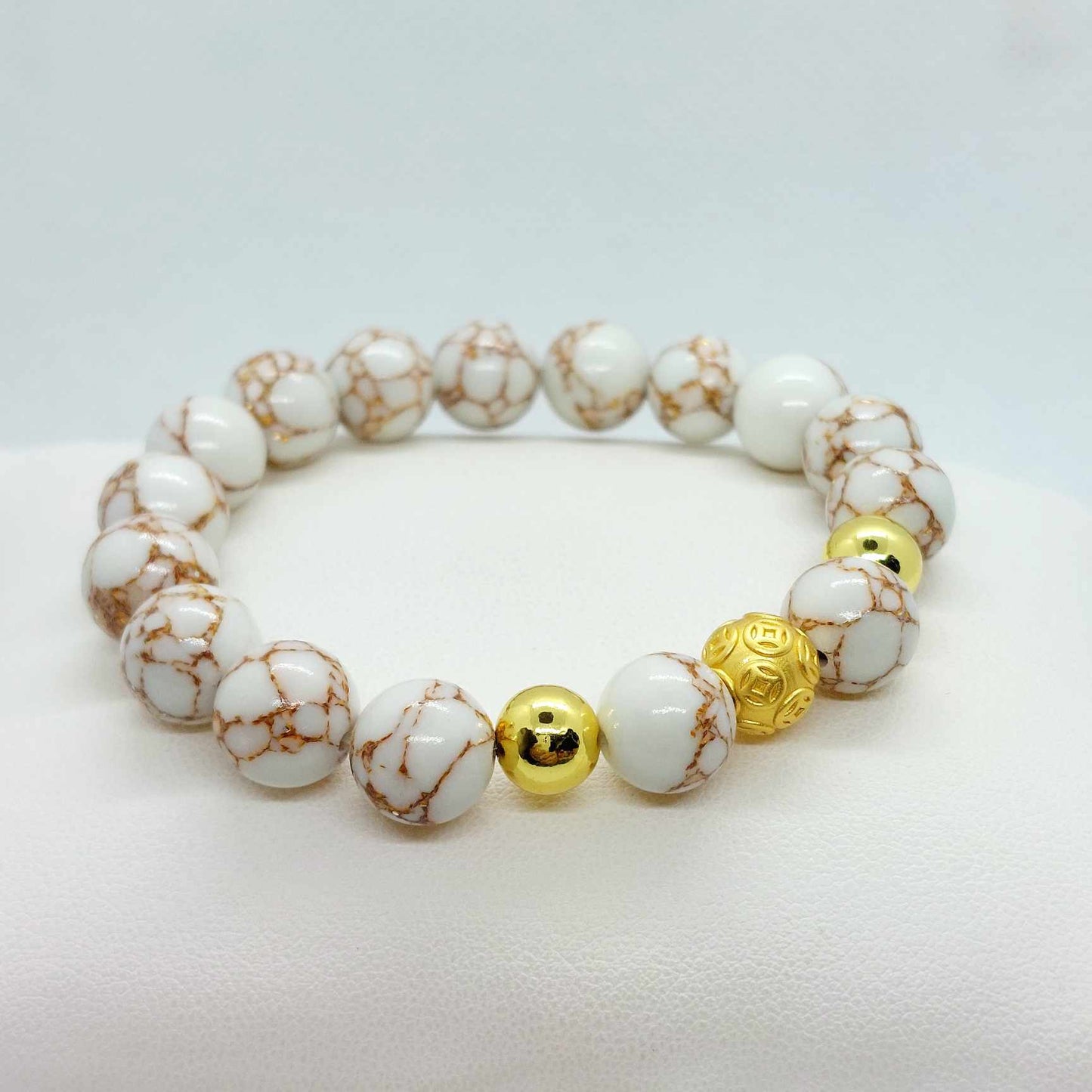 Natural Howlite with Golden Veins Bracelet in 10mm Stones