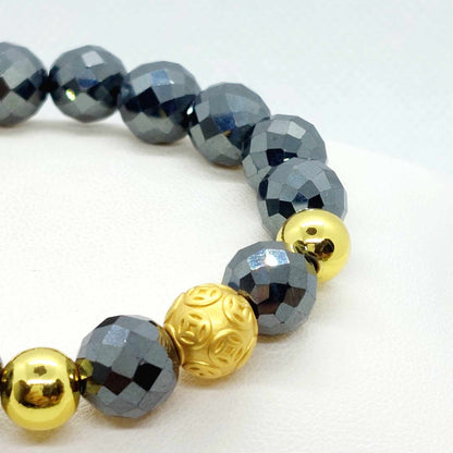 Natural Faceted Hematite Bracelet in 10mm Stones