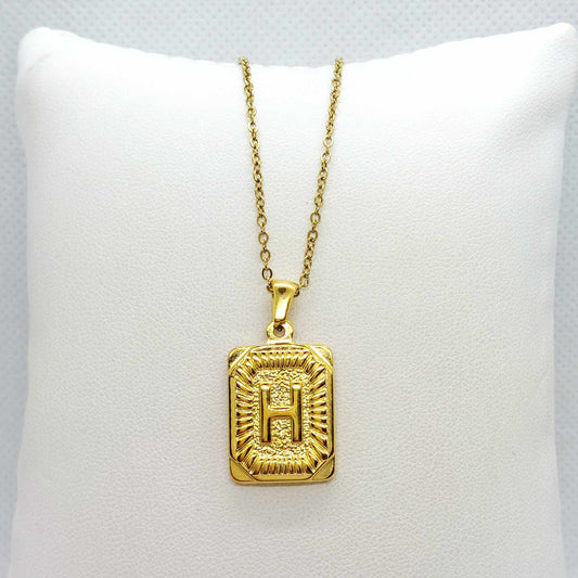 Initial H Pendant with Stainless Steel Chain Necklace