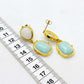 Natural White Jade and Amazonite Dangle Stud Earrings in Stainless Steel Gold Plated
