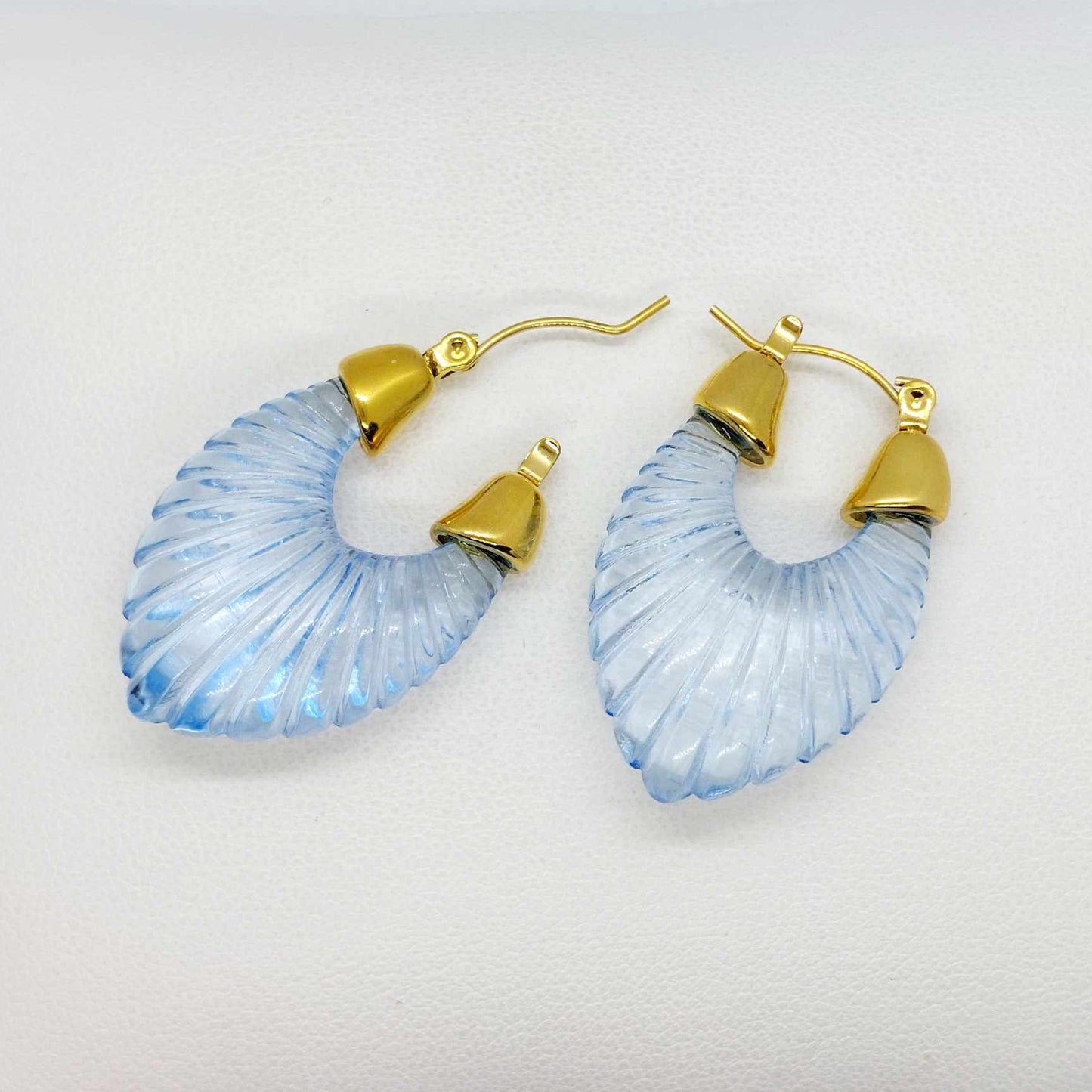 Leaf Shape Acrylic Hoop Earrings in Stainless Steel Gold Plated