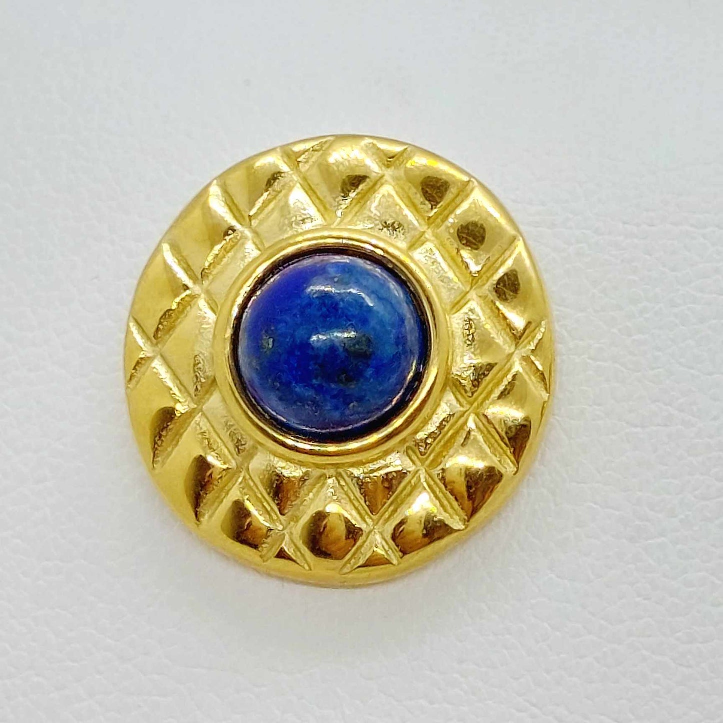 Natural Lapis Stud Earrings in Stainless Steel Gold Plated